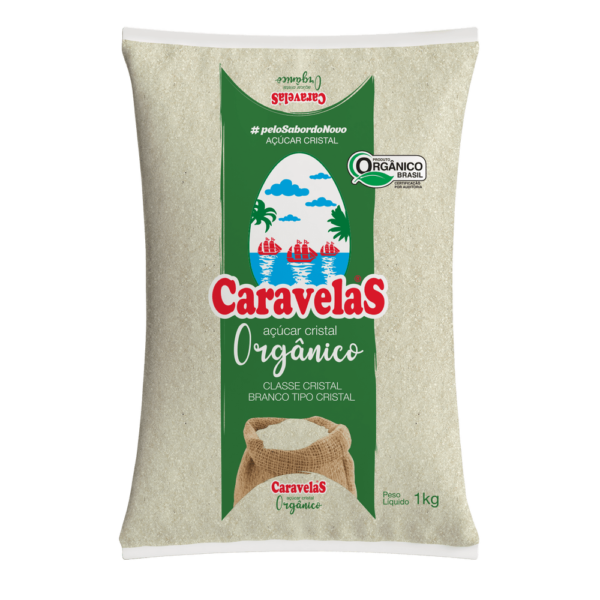 AÇÚCAR CRISTAL ORGÂNICO CARAVELAS 1KG - FARDO COM 10 UNIDADES